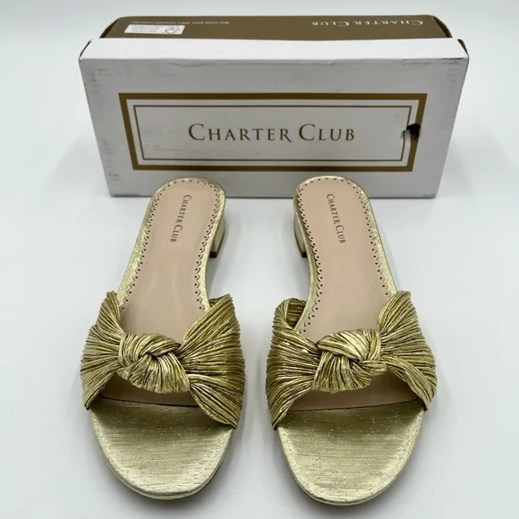 CHARTER CLUB - Syda Flat Sandal in Gold - Picture 2 of 6